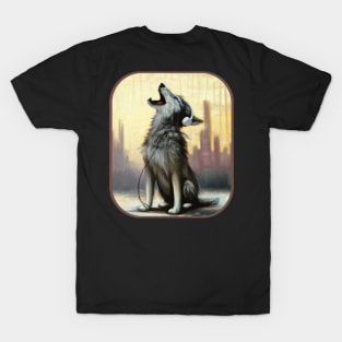 Singing Wolf wearing Headphones T-Shirt